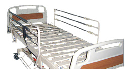 Metal framing electric bed with side safety rail.